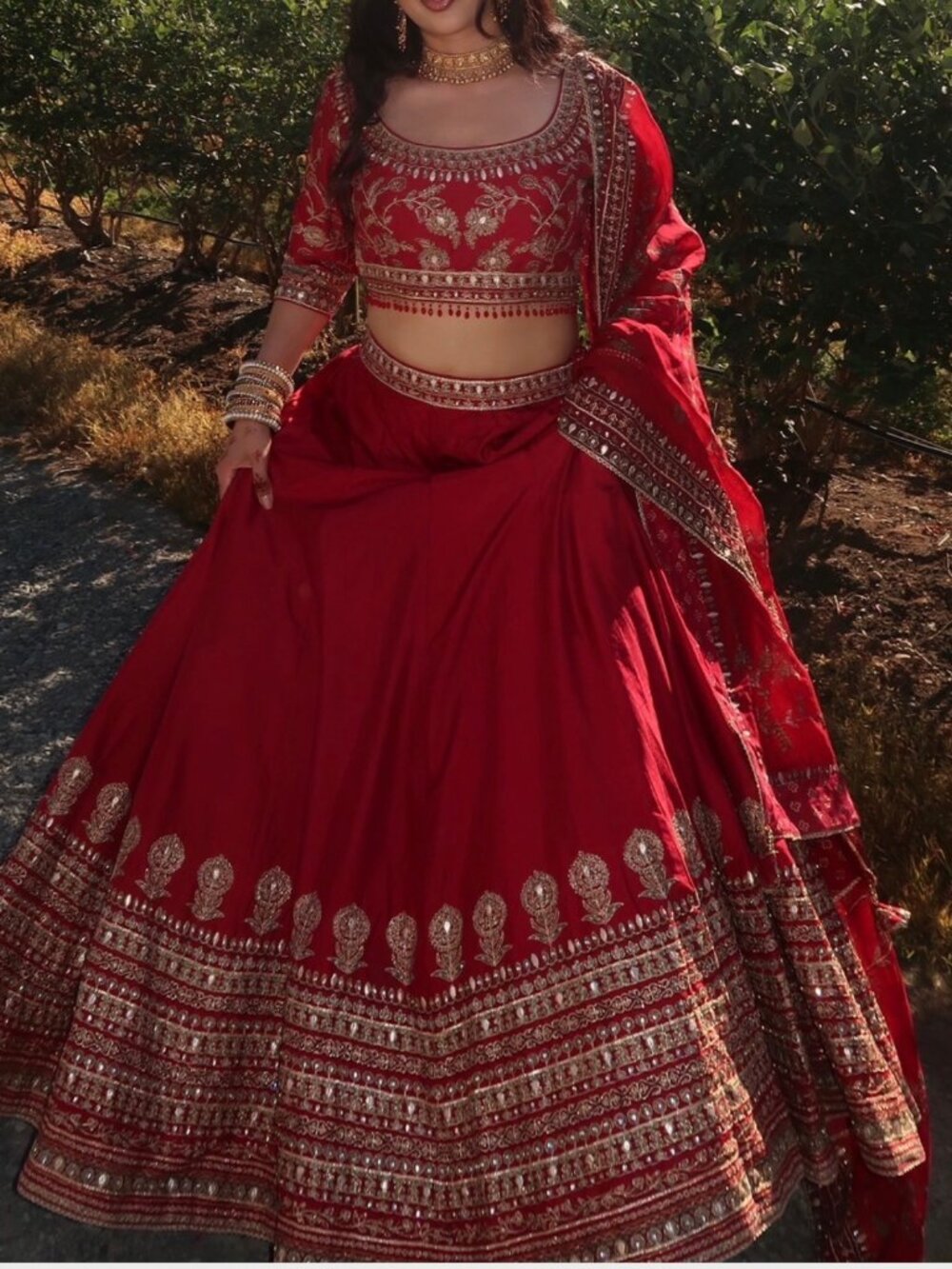 Red bridal lengha